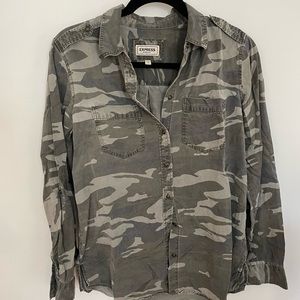 Express Boyfriend Button Down in Camo
